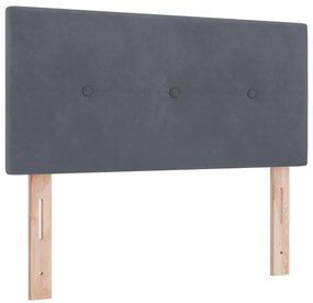 Cama Box Spring vidaXL com Colchão e LED Cinza Escuro 90x200 cm Veludo