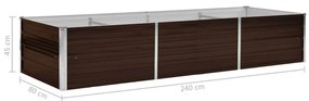 Canteiro elevado de jardim aço galvanizado 240x80x45cm castanho
