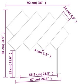 Cabeceira de cama 92x3x81 cm pinho maciço cinzento