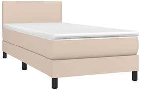 Cama com molas/colchão 100x200 cm couro artificial cappuccino