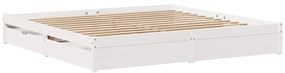 Cama sem colchão 200x200 cm madeira de pinho maciça branco