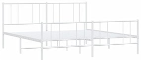Estrutura de cama com cabeceira e pés 200x200 cm metal branco
