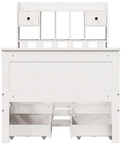 Cama com estante sem colchão 75x190 cm pinho maciço branco