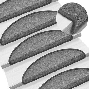 Tapetes de escada 30 pcs 56x17x3 cm cinzento escuro