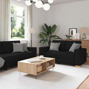 vidaXL Conjunto de Sofás 3 pcs Preto 220 x 78 x 84 cm tecido