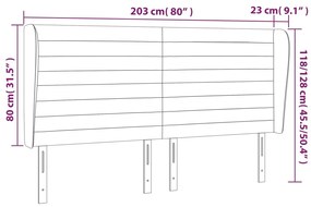 Cabeceira cama c/ abas veludo 203x23x118/128 cm cinzento-claro
