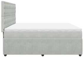 Cama com molas/colchão 200x200 cm veludo cinzento-claro