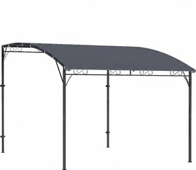 Outsunny Pérgola de Parede 2,8x3,8 m com Teto Inclinado, Orifícios de Drenagem e Estrutura Metálica Cinzento | Aosom Portugal