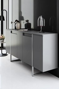 Conjunto de Mobiliário de Sala Luxe – Antracite e Prateado – Móveis co