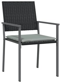 3 pcs conjunto de jantar p/ jardim c/ almofadões vime PE e aço