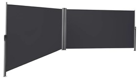 SONGMICS 1,6 x 6 m (A x C), toldo lateral duplo, toldo lateral retrátil, proteção de privacidade, proteção solar, persiana lateral, para varanda, pátio, terraço e jardim, cinza esfumaçado GSA320G