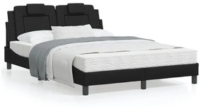 vidaXL Estrutura de cama c/ luzes LED 120x200cm couro artificial preto