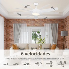 HOMCOM Ventoinha de Teto Diâmetro 132cm com Luz LED Controle Remoto 3