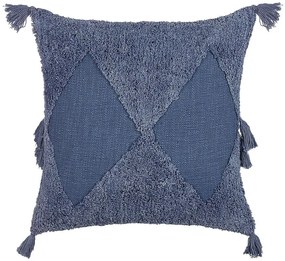 Almofada decorativa tufada em algodão azul 45 x 45 cm AVIUM Beliani