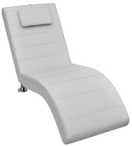 240710 vidaXL Chaise longue com almofada couro artificial branco