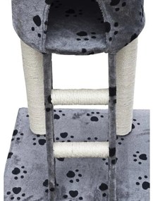 Árvore para gatos Deluxe 230-260 cm cinzento com estampa de patas