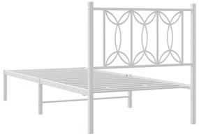 Estrutura de cama com cabeceira 90x190 cm metal branco