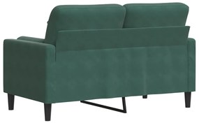 Sofá 2 lug. c/ almofadas decorativas 120 cm veludo verde-escuro