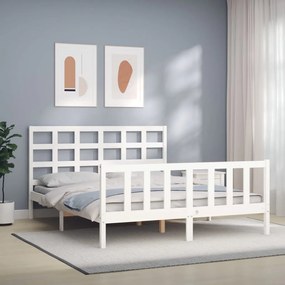 Cama sem colchão 160x200 cm madeira de pinho maciça branco