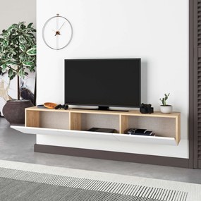 Móvel de TV "Maximus" de Parede – Branco e Carvalho Safira – 180 x 30