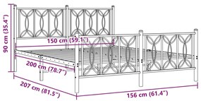 Estrutura de cama com cabeceira e pés 150x200 cm metal branco