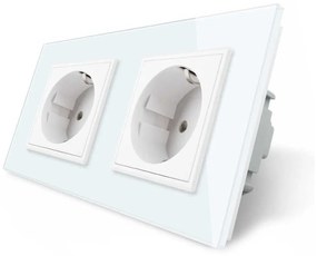 Tomada Dupla, Painel frente branco vidro temperado