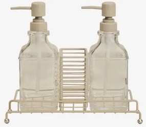 Dispensador Duplo De Sabão Para Cozinha Em Ferro E Vidro Darcei Tapioca Bege - Sklum