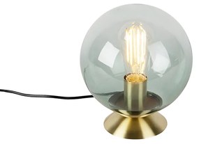 Candeeiro de mesa Art Déco em latão com vidro verde - Pallon Art Deco