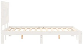 Cama sem colchão 120x200 cm madeira de pinho maciça branco