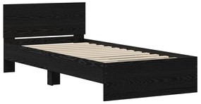 Estrutura de Cama Carvalho Preto 90x190 cm Madeira Engenharia
