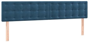 Cabeceira de cama c/ luzes LED veludo 160x5x78/88cm azul-escuro