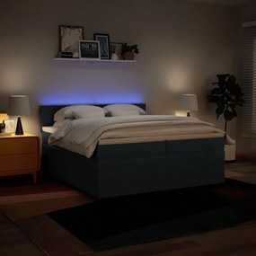 Cama com molas/colchão 200x200 cm tecido azul