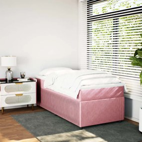 Cama com molas/colchão 90x190 cm veludo rosa