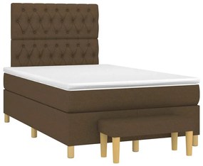 Cama boxspring com colchão 120x190 cm tecido castanho-escuro
