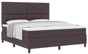 Cama Box Spring com Colchão Castanho Escuro Super King Tecido