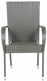 Cadeiras de exterior empilháveis 4 pcs vime PE cinzento