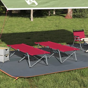Cama de Lounge Dobrável Vermelha Metal, Tecido Padrão Dobrável