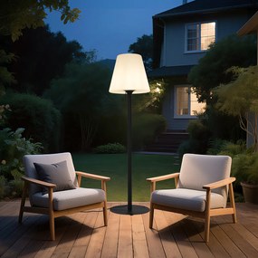 Candeeiro de Pé Moderno para Exterior Preto com Abajur Branco IP44 - Big Virginia