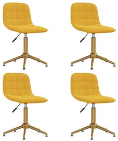 vidaXL Cadeiras de jantar giratórias 4 pcs veludo amarelo mostarda