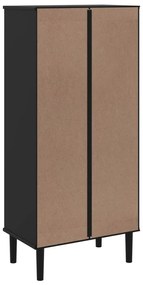 Estante SENJA aspeto de vime 60x35x130 cm pinho maciço preto