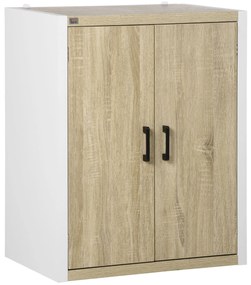 Aparador de Sala de Estar com 2 Portas e Prateleira Ajustável Armário para Escritório Entrada Dormitório Estilo Moderno Anti-Tombo 62x40x77cm Madeira