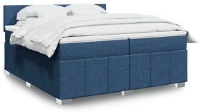 Cama com molas/colchão 200x200 cm tecido azul