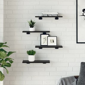 Prateleiras Montadas na Parede Carvalho Preto MDF 40 x 20 x 1.5 cm