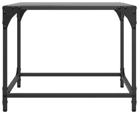 Mesa de centro com topo em vidro preto 50x50x40 cm aço