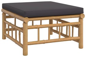 5 pcs conjunto lounge jardim bambu c/ almofadões cinza-escuro