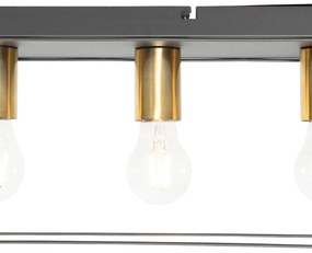Candeeiro de teto minimalista preto com 4 luzes douradas - Kodi Moderno