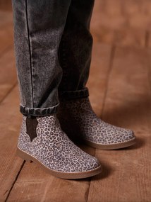 Botas em pele, com fecho e elástico, para menina lote beige