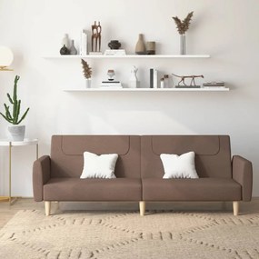 vidaXL Sofá-cama de 2 lugares tecido cinzento-acastanhado