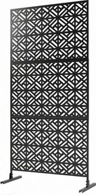 Biombo de Jardim de 3 Painéis, 92 x 40 x 192 cm, Resistente à Ferrugem, Preto