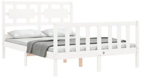 Estrutura de cama com cabeceira 140x200cm madeira maciça branco